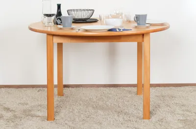 Produktbild von Tisch Kiefer massiv Vollholz Erlefarben Junco 235B (rund) - Durchmesser: 120 cm