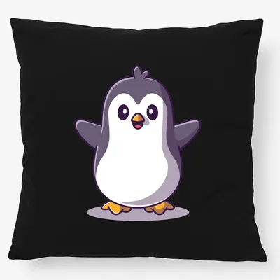 Produktbild von Huuraa Kissen Pinguin Comic 40x40cm mit Füllung Black Baumwolle Dekokissen Geschenkidee