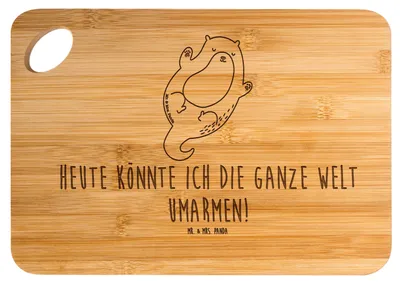 Produktbild von Mr. & Mrs. Panda Schneidebrett Otter Umarmen - Transparent - Geschenk, Holzbrett, Hallo, Frühstücksbrettchen, brotzeitbrettchen, glücklich, Seeotter See, Hackbrett