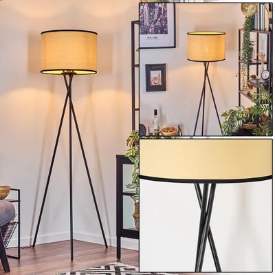 Produktbild von Tamarispa Stehlampe aus Metall/Papiergeflecht in Schwarz/Beige