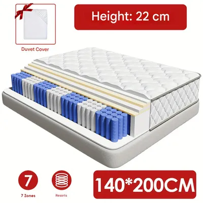 Productafbeelding van Matras - Pocketveringmatras - Tweepersoonsmatras - Orthopedisch matras - Binnenveringsmatras - 140x200 cm