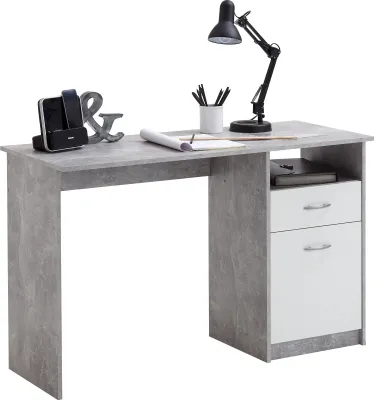 Produktbild von Schreibtisch >JACKSON< in Beton LA-weiß - 123x76,5x50cm (BxHxT)