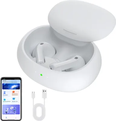 Zdjęcie produktu dla Bezprzewodowe słuchawki douszne do tłumaczeń, słuchawki douszne z tłumaczem AI w czasie rzeczywistym dla smartfonów z 2 systemami, nagrywanie dźwięku na tekst jednym kliknięciem, redukcja szumów, słuchawki douszne do tłumaczeń głosowych BT dla biznesu, konferencji akademickich, wykładów, jazdy samochodem