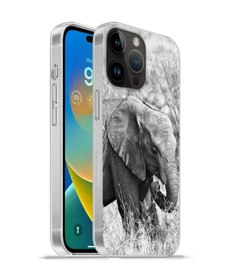 Produktbild von MuchoWow® Handyhülle Schutzhülle Hülle für Apple iPhone 14 Pro Max Elefant - Tiere - Gras - Schwarz und weiß Silikon Softcase Handy Hülle - Hardcover