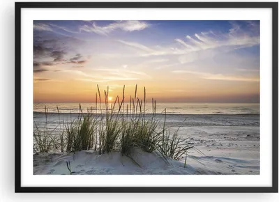 Produktbild von Gerahmtes Poster - Schwarzer Rahmen - Westen Sonne Strand - 70x50 cm - Wand Bild - Wanddeko - Wandbilder - Kunstposter - Wandposter - Bilderrahmen - Bilder - Kunstdruck - Wandbild - P2BAA70x50-4201