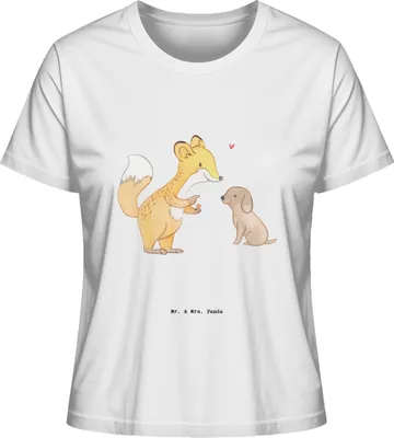 Produktbild von Mr. & Mrs. Panda Damen T-Shirt Fuchs Hundetraining Größe L - Weiß - Geschenk, Hundeerziehung, Oberteil, Welpenschule, shirt, Baumwollshirt, Basic, Hundeschule, Baumwoll