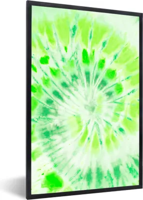 Produktbild von MuchoWow® Gerahmtes Poster Krawattenfärbung - Grün - Spirale 40x60 cm - Poster mit Schwarzem Bilderrahmen Wandposter Rahmen Foto Bilder - Papierdruck - Wandbilder