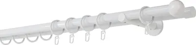 Produktbild von Gardinenstange auf Maß 20mm Ball 2-lauf Wandträger 12cm Farbe: Weiß, Größe: 330cm