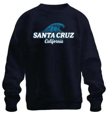Immagine prodotto di Santa Cruz California Surf Wave Beach Coast Surfer Vintage Unisex Felpa Pullover, Navy, M