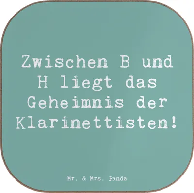 Produktbild von Mr. & Mrs. Panda Untersetzer für Gläser Spruch Klarinette Geheimnis - Meeresbrise - Geschenk, Musiker, Lernen, Musikunterricht, Coaster, Flaschenuntersetzer, Notenlesen