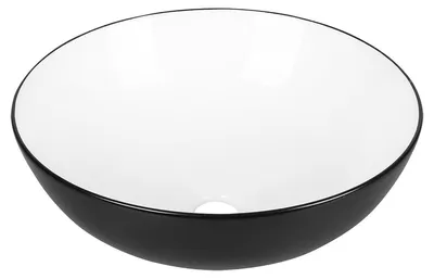 Produktbild von Differnz Duo Waschschale - Ø 40 cm - Keramik - Runde Form - Farbe Schwarz/Weiß - Zur Aufsatzmontage - Höhe 13,5 cm - Ohne Überlauf - Geeignet für das Badezimmer - Stilvolle Optik