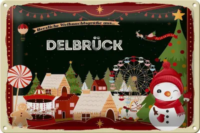 Produktbild von Blechschild Weihnachten Grüße DELBRÜCK 30x20cm