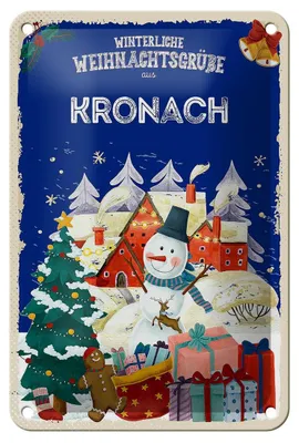Produktbild von Blechschild Weihnachtsgrüße aus KRONACH Geschenk Dekoration 12x18cm