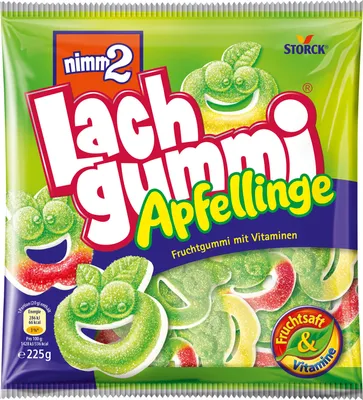 Produktbild von STORCK Nimm2 Lachgummi Apfellinge, Gummibärchen, 225 g, Apfel, Mehrfarbig, 77,8 g, 60,2 g