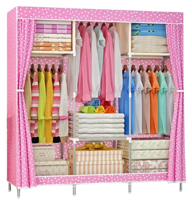 Image de Armoire en tissu avec barre de suspension et étagères