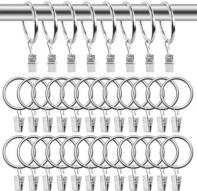 Produktbild von Verpackung von 50 Metall-Gordijnringen, 38 mm, Silber, Duschkurtine-Ring-Set
