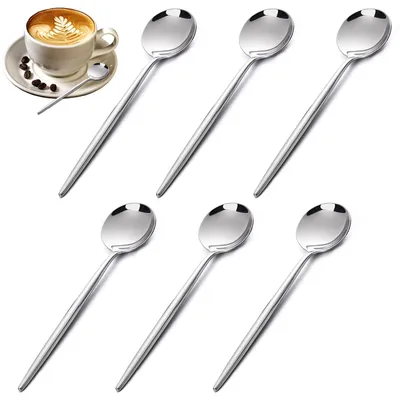 Immagine prodotto di 6 cucchiaini in acciaio inossidabile lucido per caffè e dessert