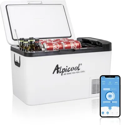Produktbild von 25-Liter Mini-Kühlschrank, 12/24 V und 230 V, elektrischer Kompressor, Kühlbox/Gefrierbox. Tragbarer Gefrierschrank für Auto, LKW, Camping und Reisen