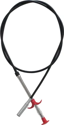 A drain cleaning tool with a flexible cable and a claw-like end.