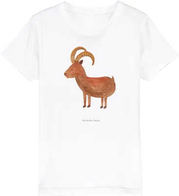 Produktbild von Mr. & Mrs. Panda Kleinkinder T-Shirt Sternzeichen Steinbock 5-6 Jahre (110/116) - Weiß - Geschenk, Geburtstag Dezember, Bock, Kindershirt, Kinder, Ziege, Steinböcke
