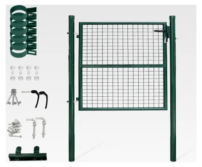 Produktbild von Gartentor 100x100cm Zauntor aus verzinktem Stahl inkl. Griff, Schloss und 3 Schlüssel, robust und langlebig, Hoftor für Stabmattenzaun, Pforte, Einfahrtstür, grün