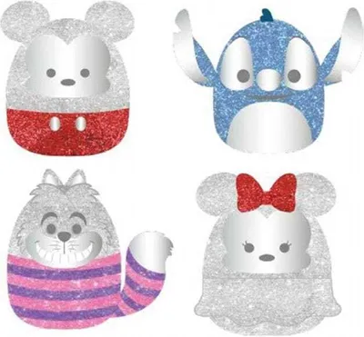Four Disney Tsum Tsum characters in a collage.