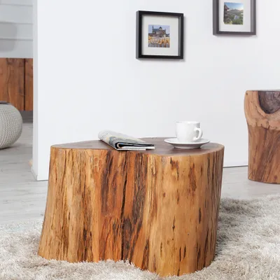 Produktbild von riess-ambiente Massivholz Couchtisch GOA 50cm Akazie Baumstamm Hocker Beistelltisch handmade Beistelltisch Tisch