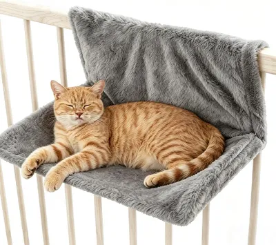Produktbild von Katzenbett für Heizungen, Plüschbezug, 45x30 cm, Katzenhängematte für die Heizung