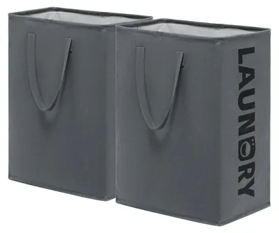 Waschkorb-Set 2er-Pack, 75 L, 43x60 cm, grau, zusammenklappbar