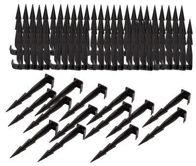 Produktbild von 100er Set Erdspieße für Bewässerung 16 cm - 2 Widerhaken für starken Halt - UV-beständig - Erdanker für Gartenschlauch, Rohr, Tropfschlauch  EU