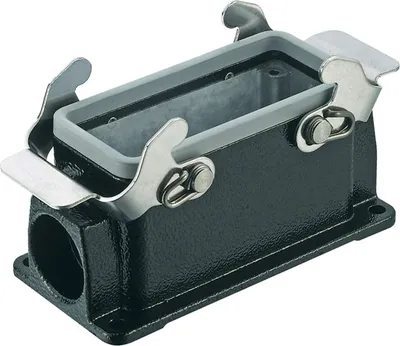 Produktbild von HARTING Han 16B M Sockelgehäuse niedrig, 1xPG21 seitlicher Kabelabgang, mit 2 Querbügeln - 1 Stück