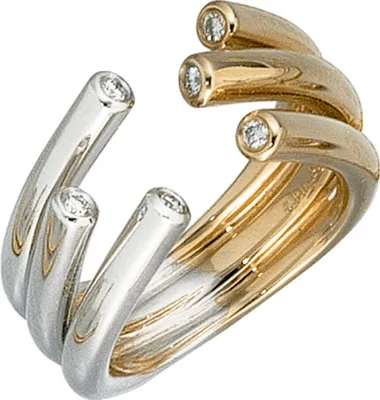 Produktbild von JOBO Damen Ring 585 Gold Gelbgold Weißgold kombiniert 6 Diamanten Brillanten 0,12ct. Größe 54