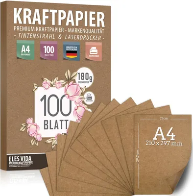 Imagen del producto de Papel kraft A4, 180 g/m², 100 hojas, imprimible, ideal para manualidades