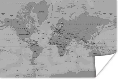 Produktbild von MuchoWow® Poster Abstrakte Weltkarte mit Schatten - schwarz und weiß 120x80 cm - Bilder