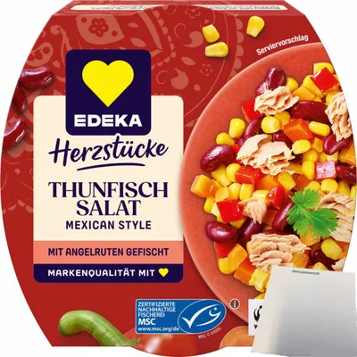 Produktbild von Edeka Herzstücke Thunfisch Salat Mexican Style (160g Dose) + usy Block