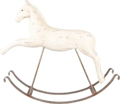 Productafbeelding van Clayre & Eef Decoratiefiguur Schommelpaard, 61x15x51 cm, wit, kunststof