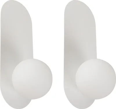 Produktbild von BELIANI Wandleuchte 2er Set Weiß Metall Oval 1-Flammig mit Milchglas-Kugel Retro-Design Wandlampe für Innenbereich Schlafzimmer Wohnzimmer Esszimmer