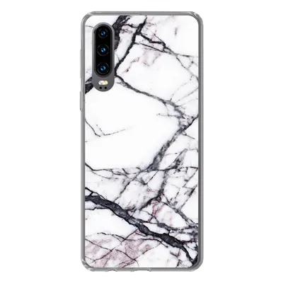 Produktbild von MuchoWow® Handyhülle Schutzhülle Hülle für Huawei P30 Marmor - Weiß - Stein Silikon Softcase Handy Hülle - Kartenbesitzer