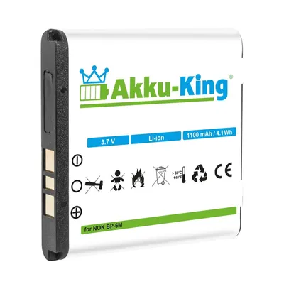 Produktbild von Akku kompatibel mit Nokia BP-6M - Li-Ion 1200mAh - für 9300, 3250, 6151, 6161, 6233, 6280, 6288, 9300i, N73, N77, N93