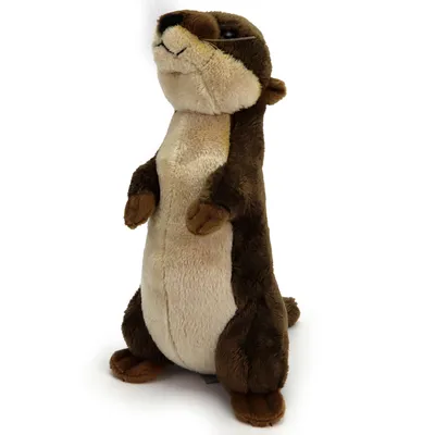 Image de Loutre en peluche, debout, peluche marine, animal en tissu, loutre réaliste, 27 cm