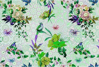 Produktbild von Tadessi Fototapete | Blumen | 4.00 m x 2.70 m | Grün | Blau | Wandbild | Digitaldruck