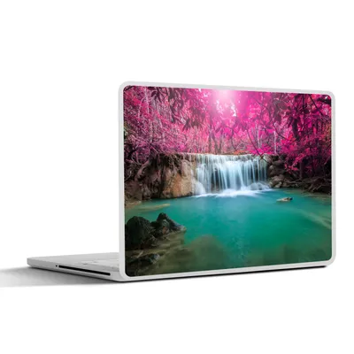 Produktbild von MuchoWow® Laptop Aufkleber Sticker Cover Wasserfall - Baum - Rosa - Natur 36.5x27.5 cm - Laptop-Sticker