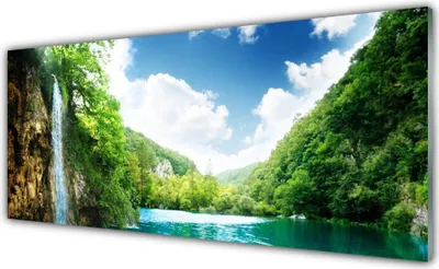 Produktbild von Acrylglasbilder 125x50 Wandbild Druck Gebirge Wald See Natur