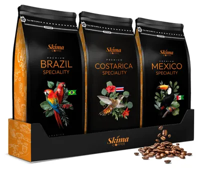 Produktbild von Kaffeebohnen 3 x 1 kg BRASILIEN/COSTA RICA/MEXIKO SPECIALTY ARABICA frisch geröstet + Tassenuntersetzer