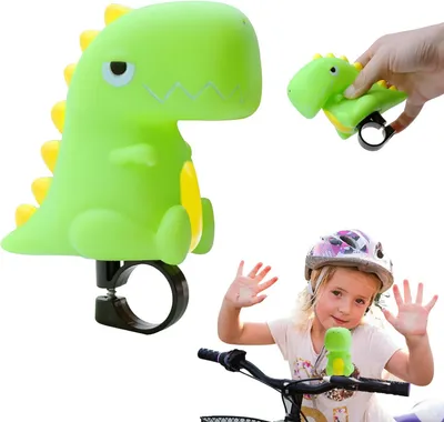 Produktbild von Dinosaurier Fahrradklingel für Kinder - bunte Fahrradhupe - geeignet für Jungen und Mädchen