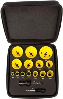 Lochsäge-Set, 16-teilig, Bi-Metall, 14–76 mm, mit Aufnahmen