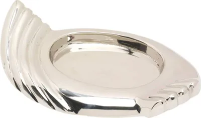 Produktbild von 8,5x5,5cm Kerzenteller Oval aus Messing Vernickelt Kerzenhalter Glanz Tischdeko