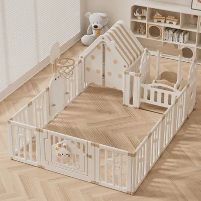 Produktbild von Laufgitter Baby Laufstall Absperrgitter  Aktivitätszentrum, mit Tür und Spielzeugboard Sicherheitsspielplatz für Kinder 180*200cm 【FE-WL-YTL63】