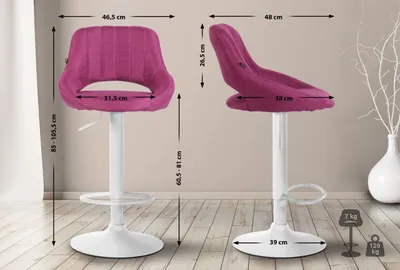 Produktbild von 2er Set Barhocker Milet Stoff W lila
