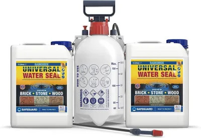Produktbild von Raincheck Universal Imprägnierung (2 x 5 L & Sprayer) ist eine farblose, wasserabweisende Beschichtung für Ziegel, Beton, Stein und Holz